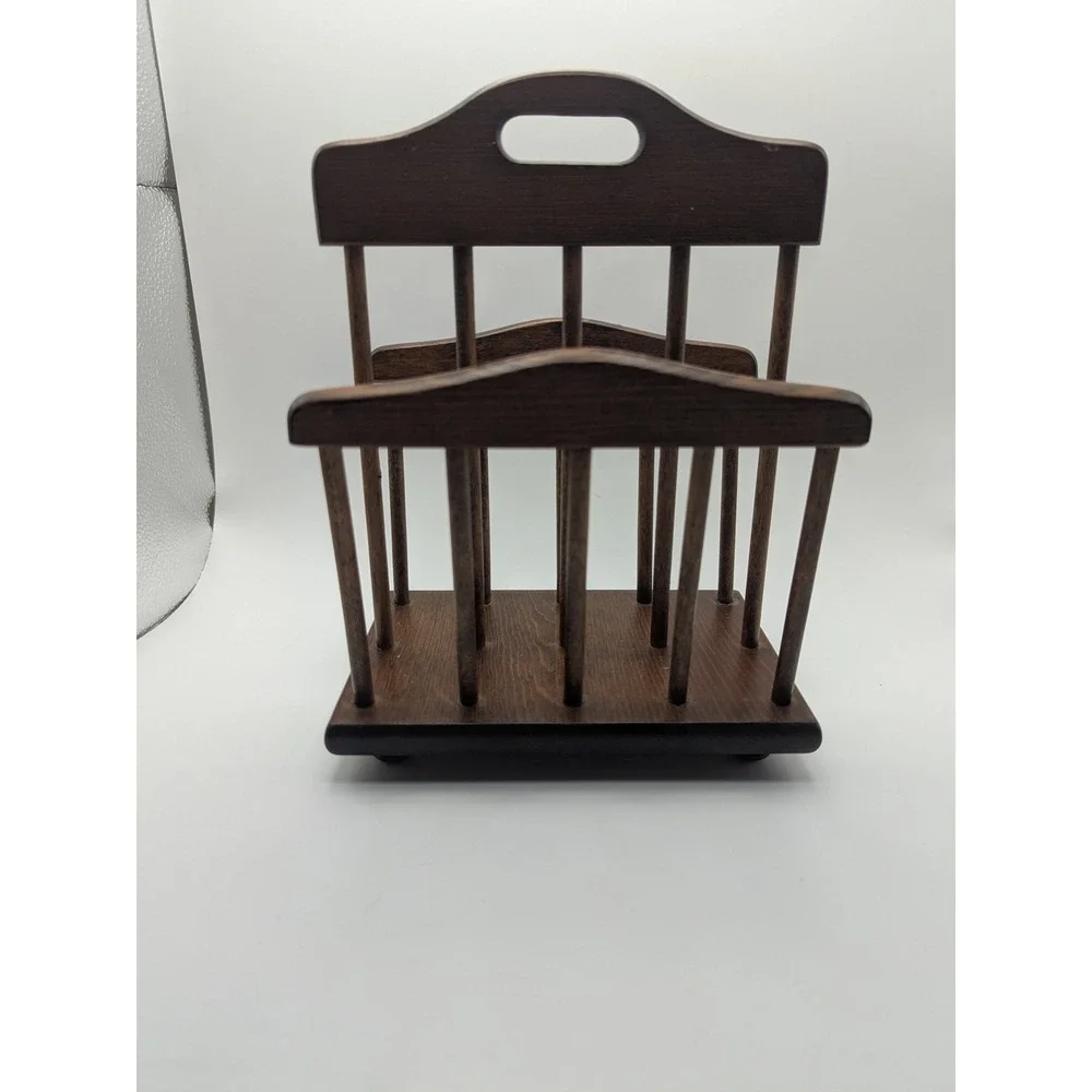 Vintage‎ Spindle Wooden Napkin Holder Double Sided 8x6.5